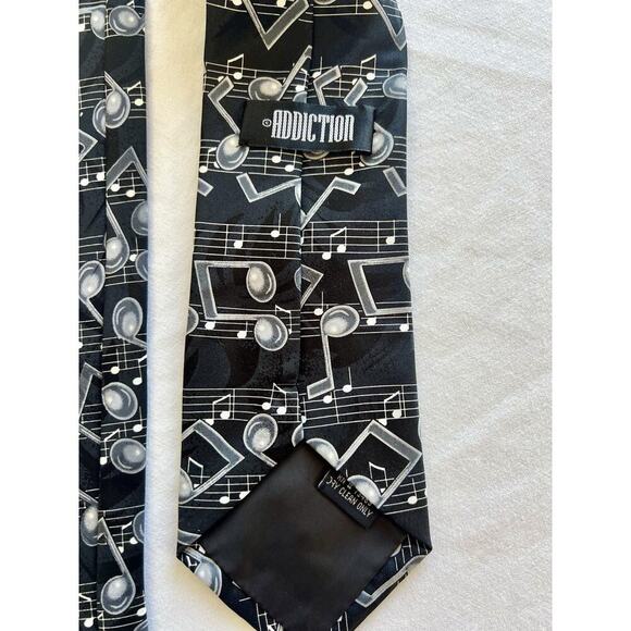 Addiction Other - VTG Mens Addiction Necktie Music Notes Black Choir Band Jazz Concert Orchestra